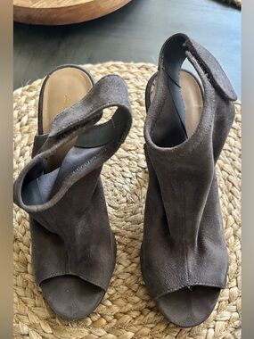 Aldo Brown Suede Open-Toe Ankle Heels